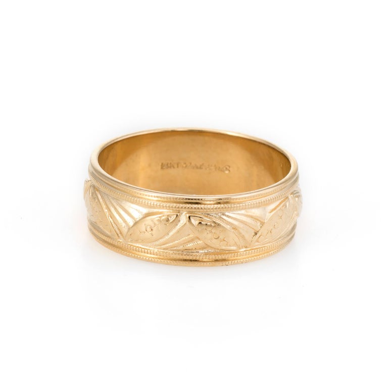 Wedding Band Ring Vintage 14 Karat Yellow Gold Estate Fine