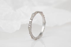 Wedding Band Rings, Vintage Style, Diamond Stone, 18K Gold Ring
