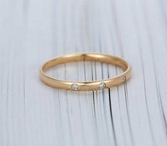 Half Eternity Round Cut Diamond Band Ring in 14K Yellow Gold