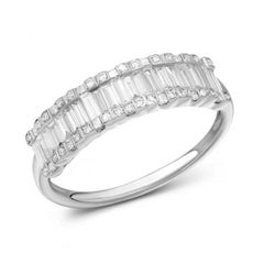 Wedding Band White Gold Baguette Diamond Elegant Ring for Her