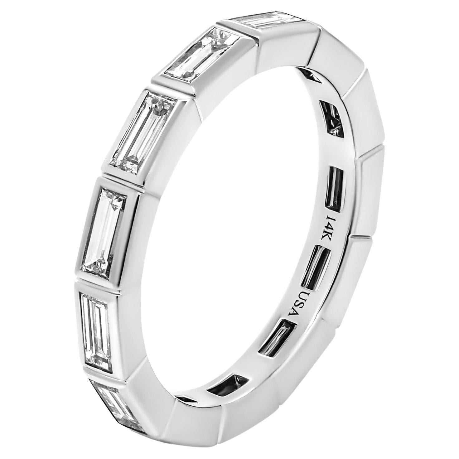 Wedding Band with Baguette Diamonds  For Sale