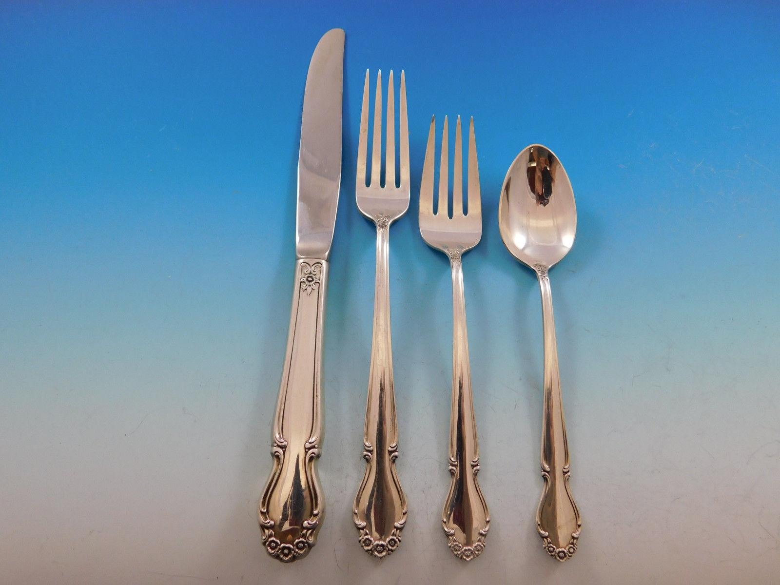 Wedding Bells by International Sterling Silver Flatware Set Eight Service 40 Pcs In Excellent Condition For Sale In Big Bend, WI