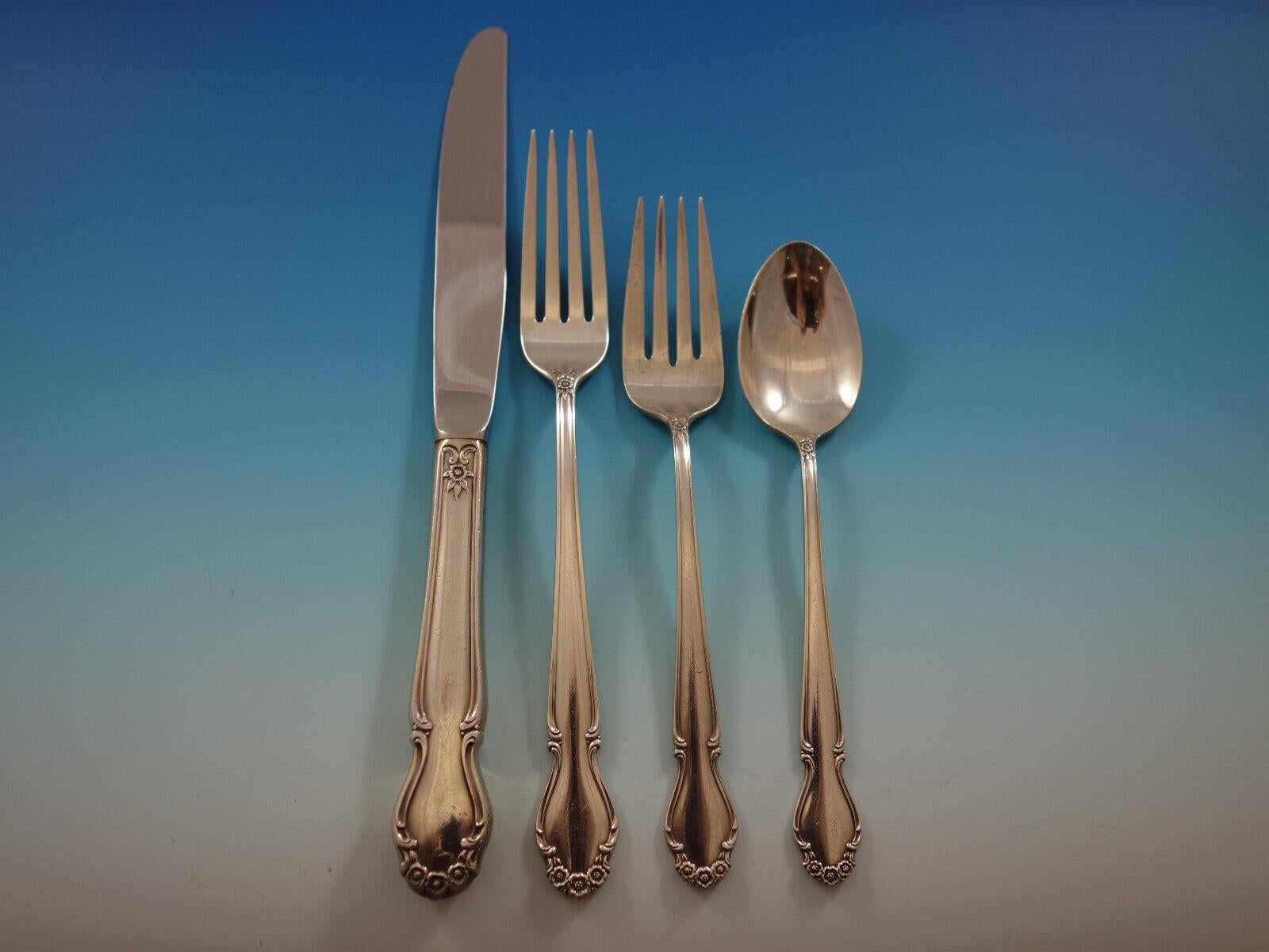 Hochzeitsglocken von Intl Rogers Sterling Silber Besteck Set für 8 Personen 59 Stück im Zustand „Hervorragend“ im Angebot in Big Bend, WI