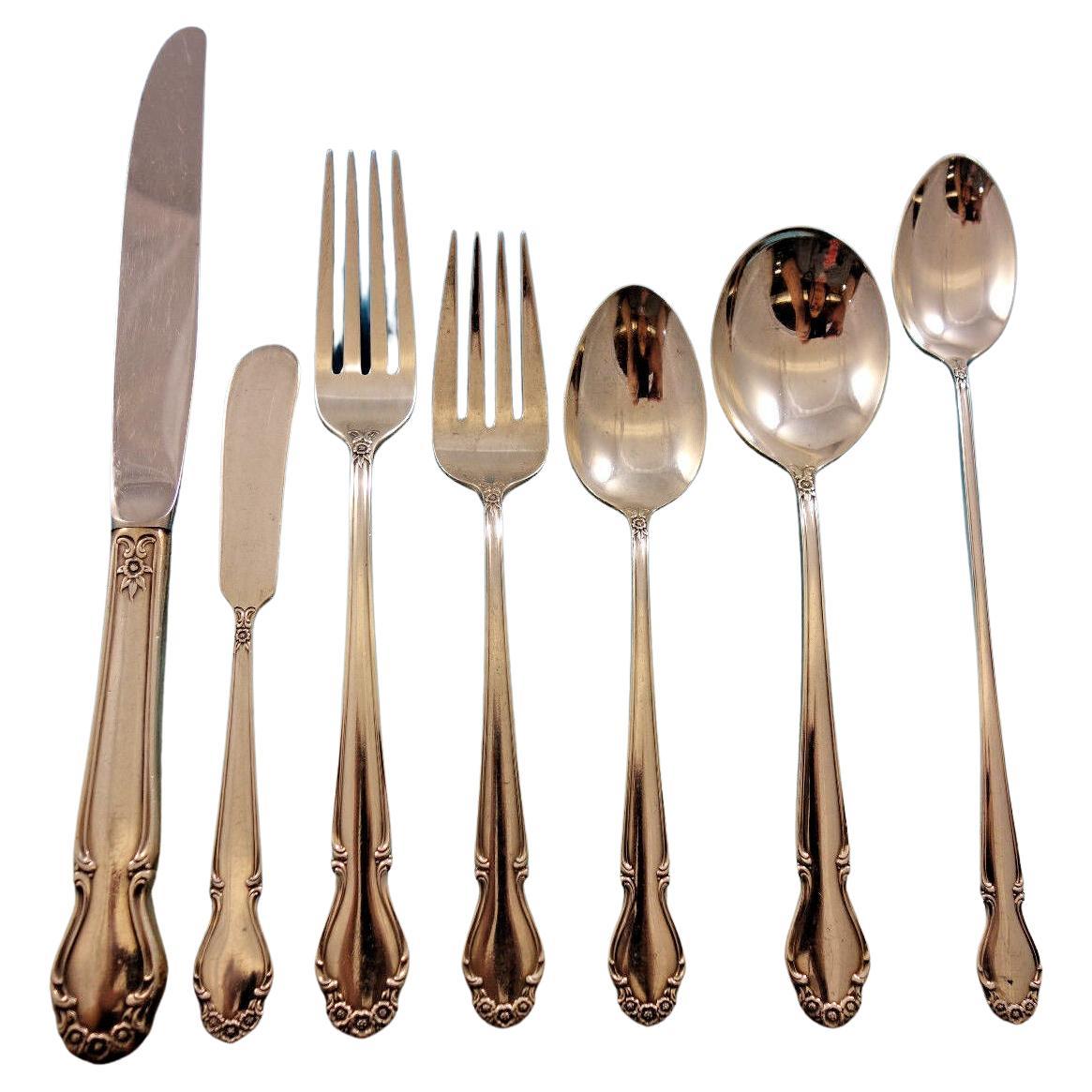 Wedding Bells by Intl Rogers Sterling Silver Flatware Set for 8 Service 59 Pcs