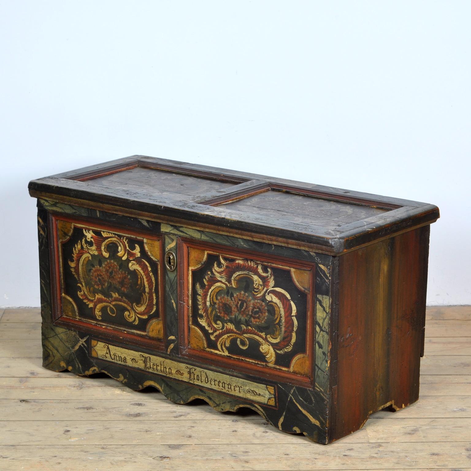German Wedding Chest From Circa 1820 For Sale