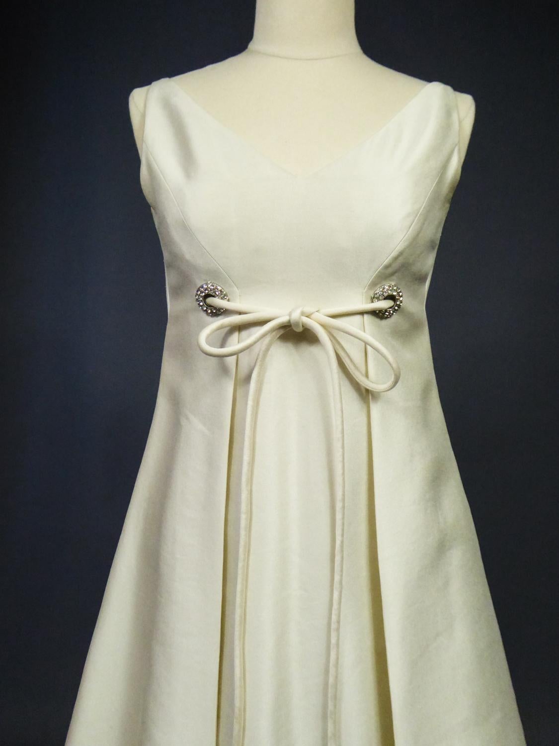 Beige Wedding Dress in Silk Gazar and Rhinestones Circa 1965
