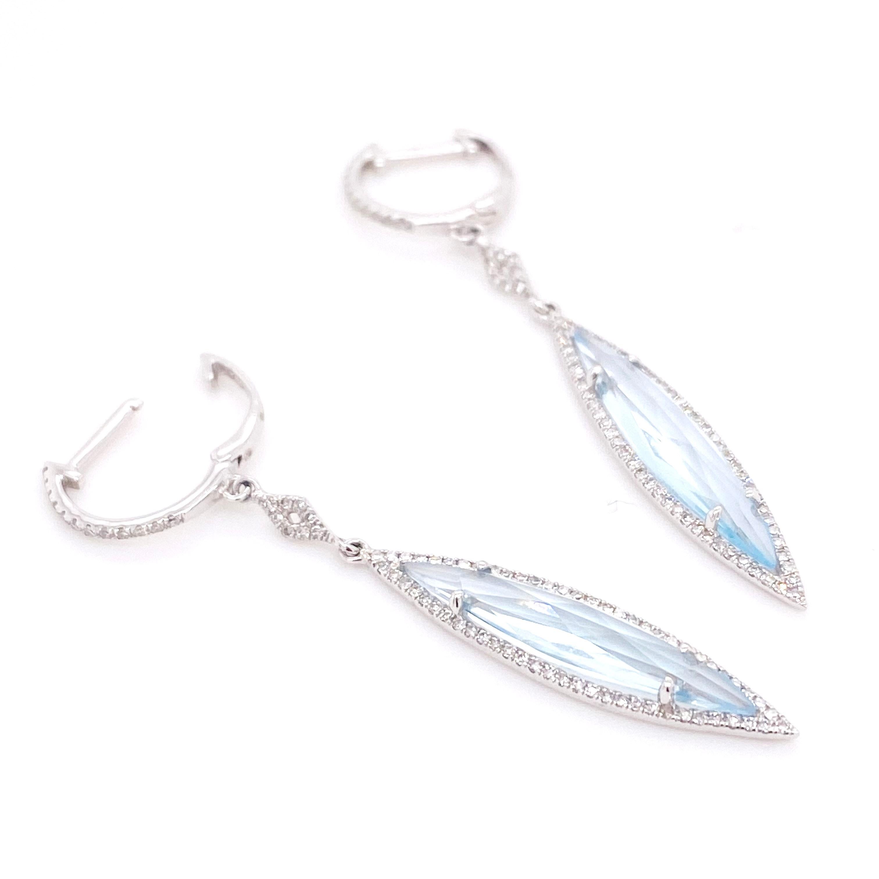 Hochzeits-Ohrringe mit Diamant- und Topas-Ohrringen, Weißgold-Uhrwerk (Zeitgenössisch) im Angebot
