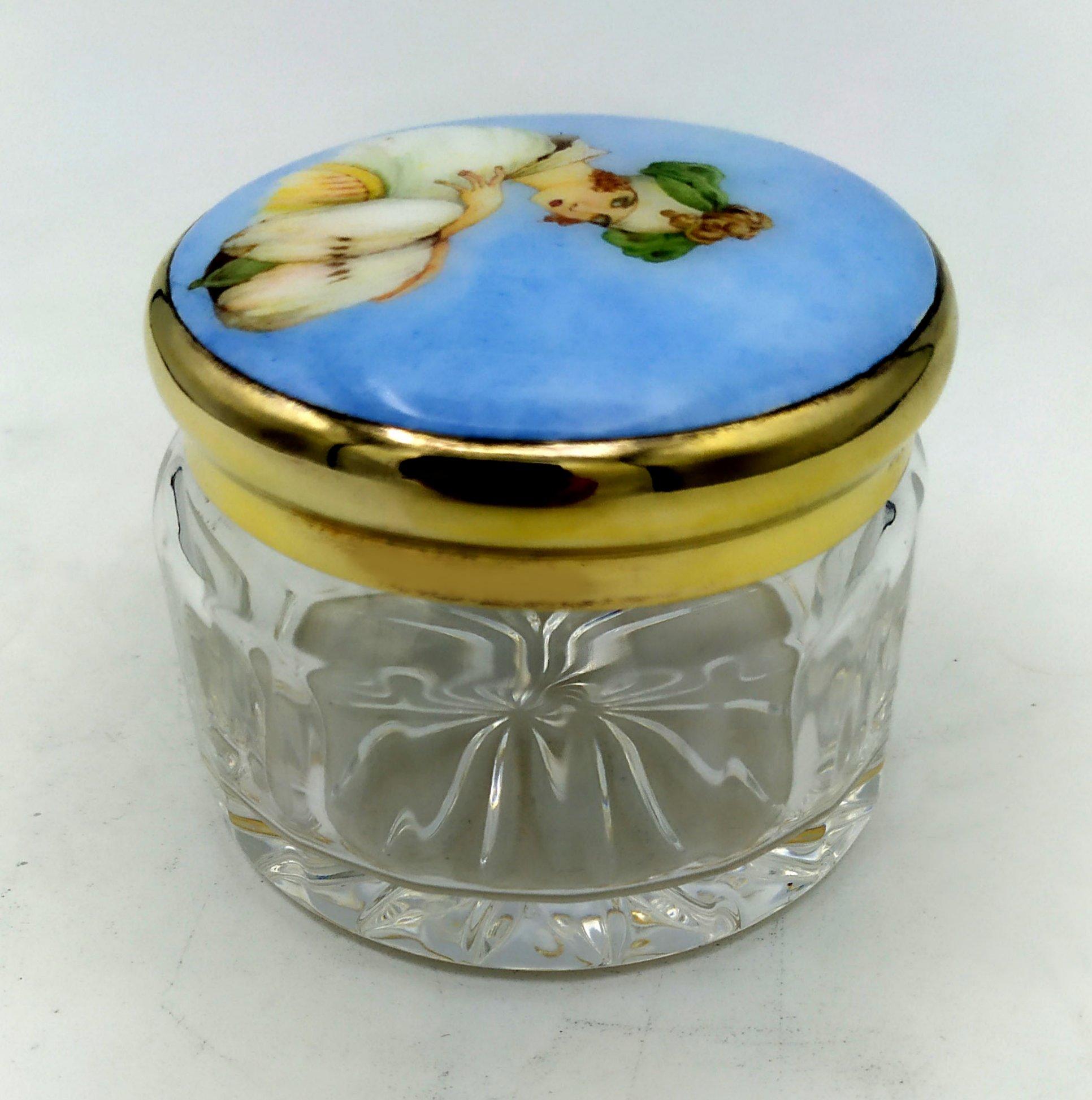 Plated Wedding Favor Box Art Noveau hand painted on lid Sterling Silver Salimbeni  For Sale