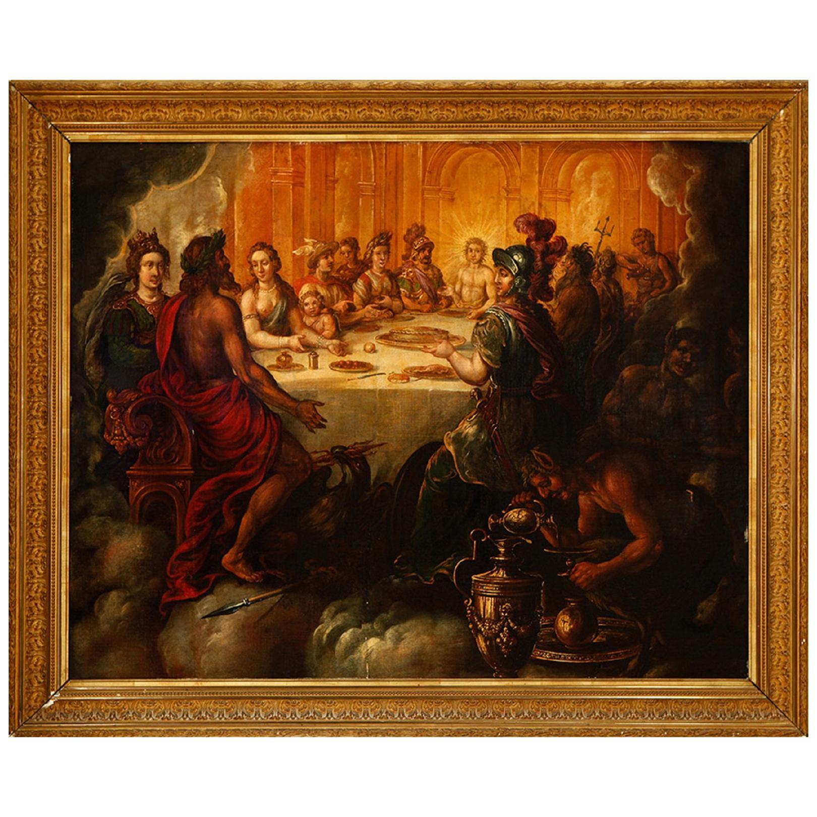 « Le mariage de Tethys et de Peleus », huile sur toile, école de Madrid, Espagne en vente