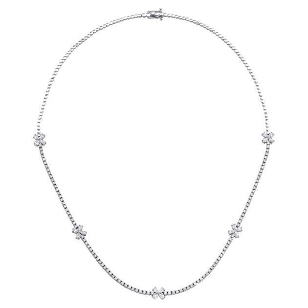 Pear Diamond Tennis Necklace For Sale