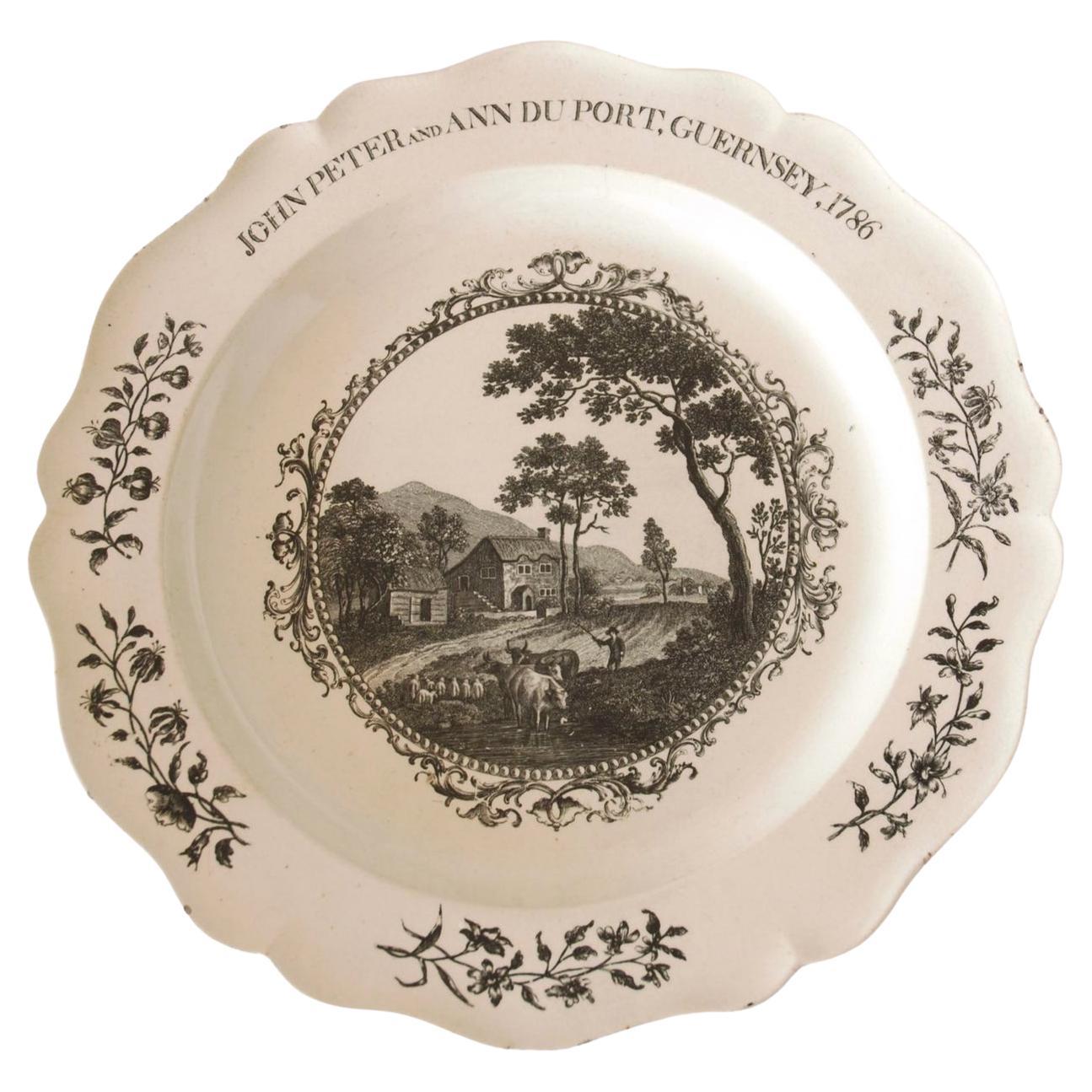 Wedding Plate in cremware, Wedgwood C1786 For Sale