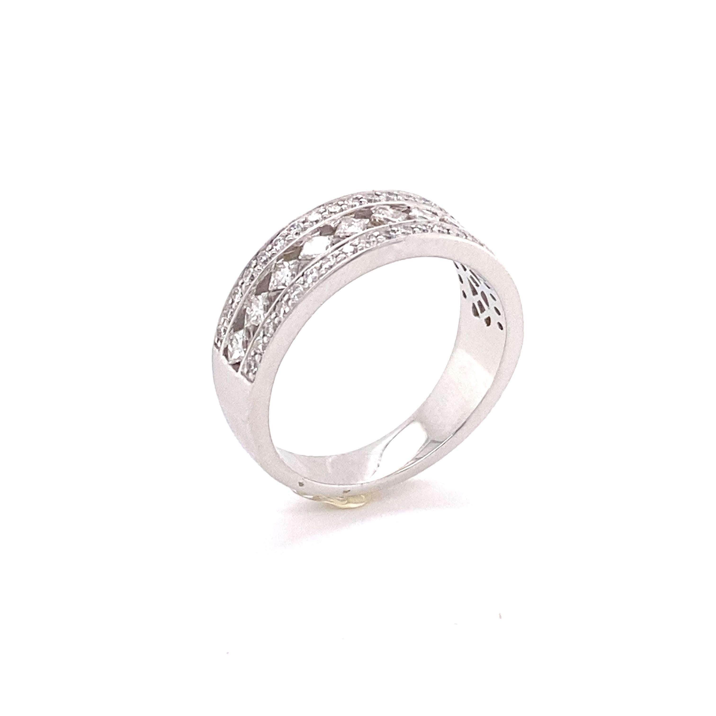 Anello Nuziale Brilliante 0,88 Carati Oro Bianco 18 Carati In condizioni Nuovo in vendita a Vannes, FR