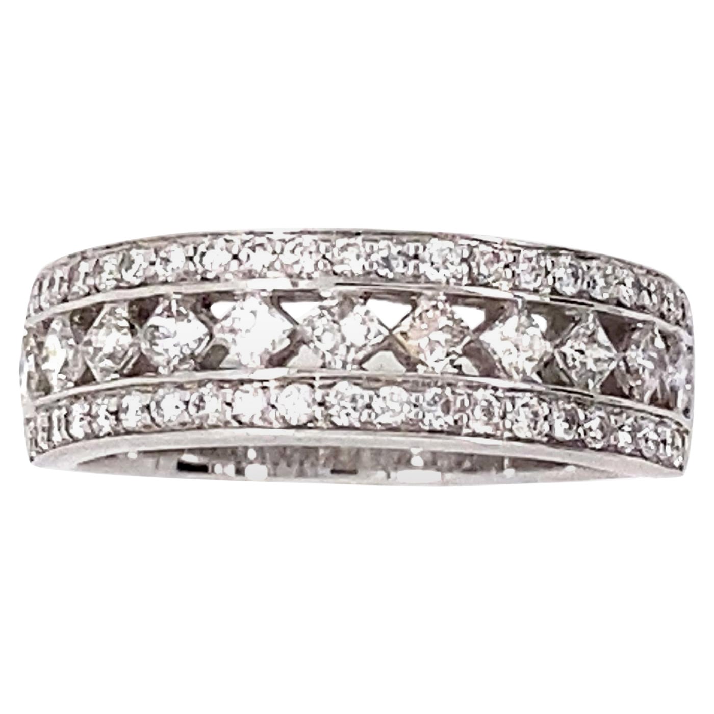 Anello Nuziale Brilliante 0,88 Carati Oro Bianco 18 Carati in vendita