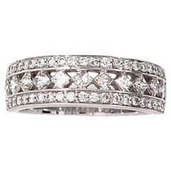 Wedding Ring Brilliant Diamonds 0.88 Carat White Gold 18 Karat