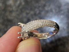 wedding Ring in 18 kt white gold full pavé set to match Trillion Ring