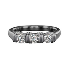 Wedding Ring Natural Diamond 0.50 Carat Excellent Cut Round 3 Stone White Gold