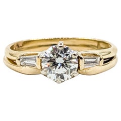 Vintage Wedding Set Diamond Ring in 14k Yellow Gold