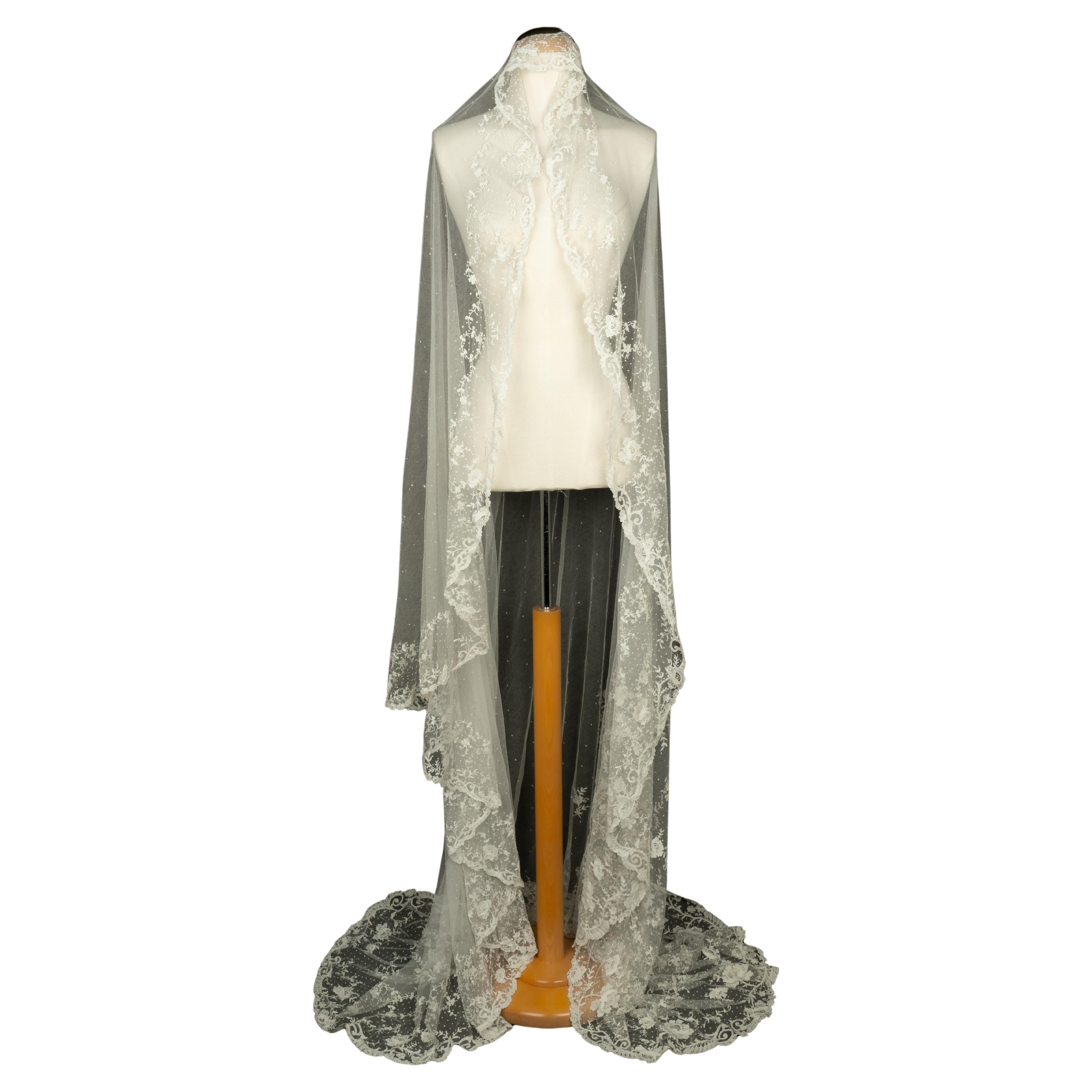 Wedding veil embroidered with lace