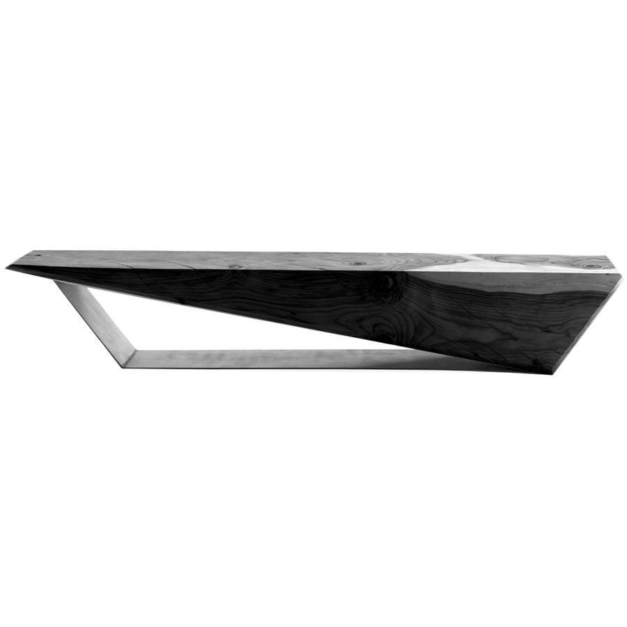 Wedge, banc en bois de cèdre noir et fer, Design/One Grigorov, Made in Italy