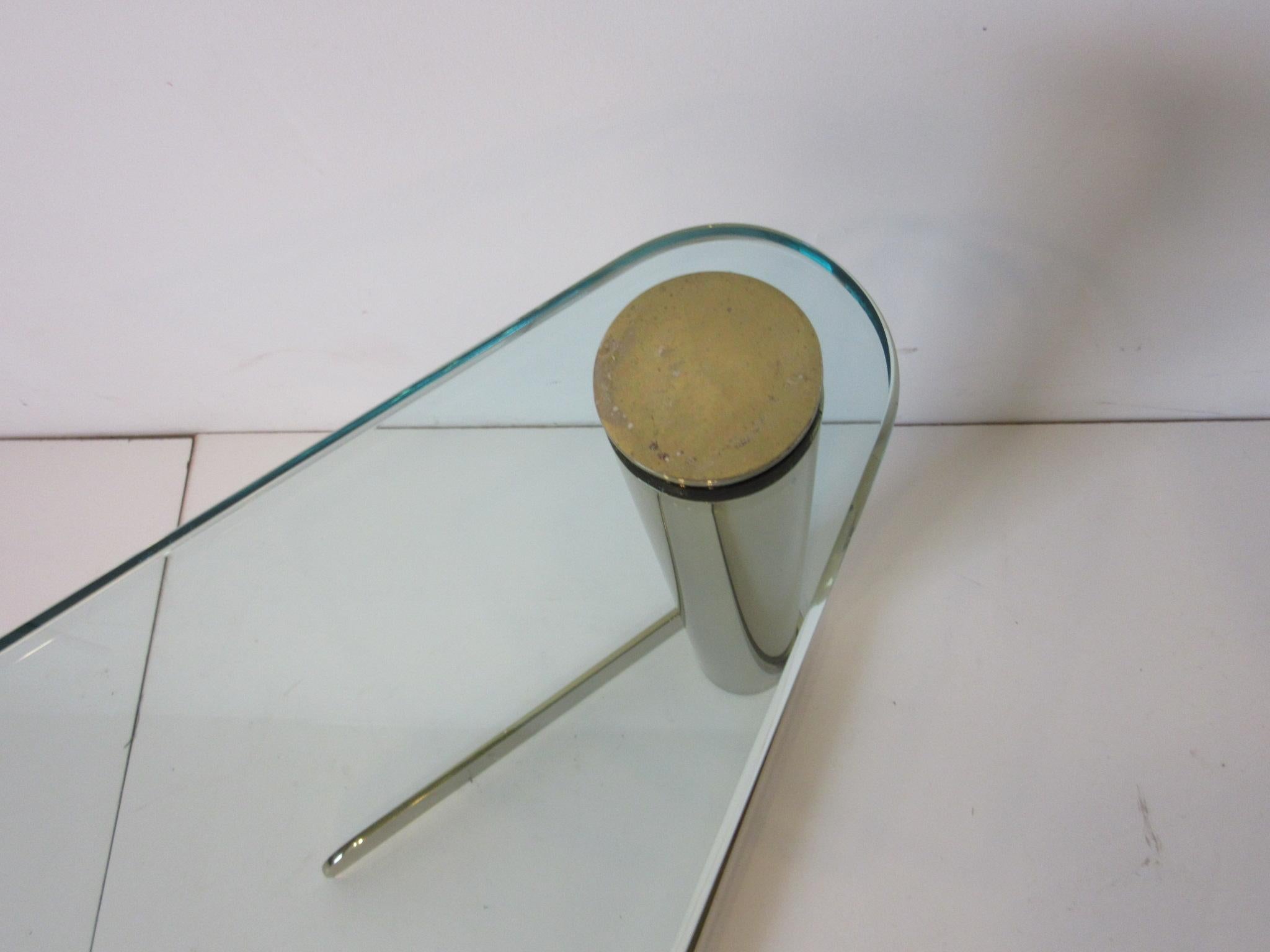 Wedge Brass / Glass Side Table from the Leon Pace Collection 3