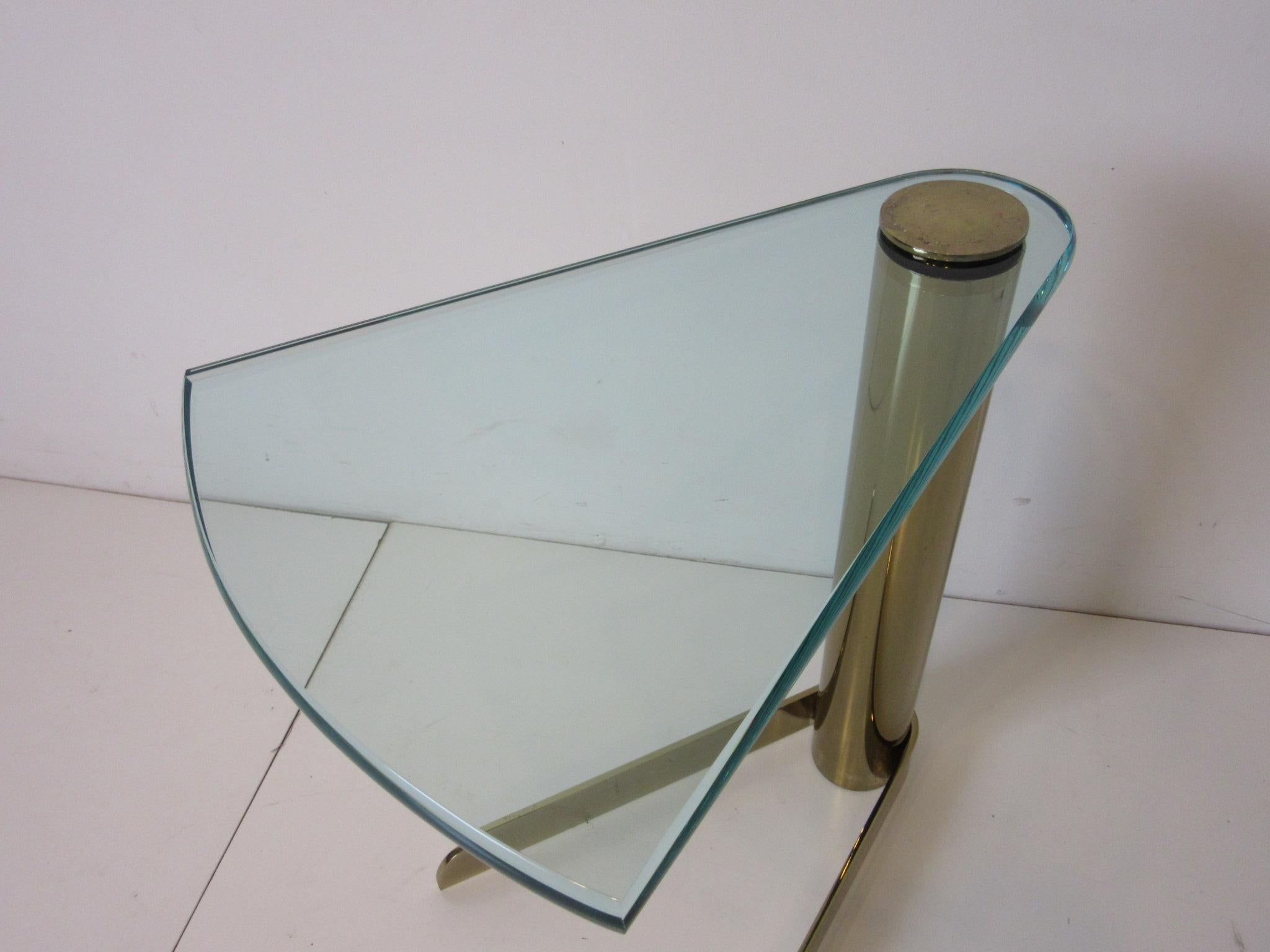 Wedge Brass / Glass Side Table from the Leon Pace Collection 2