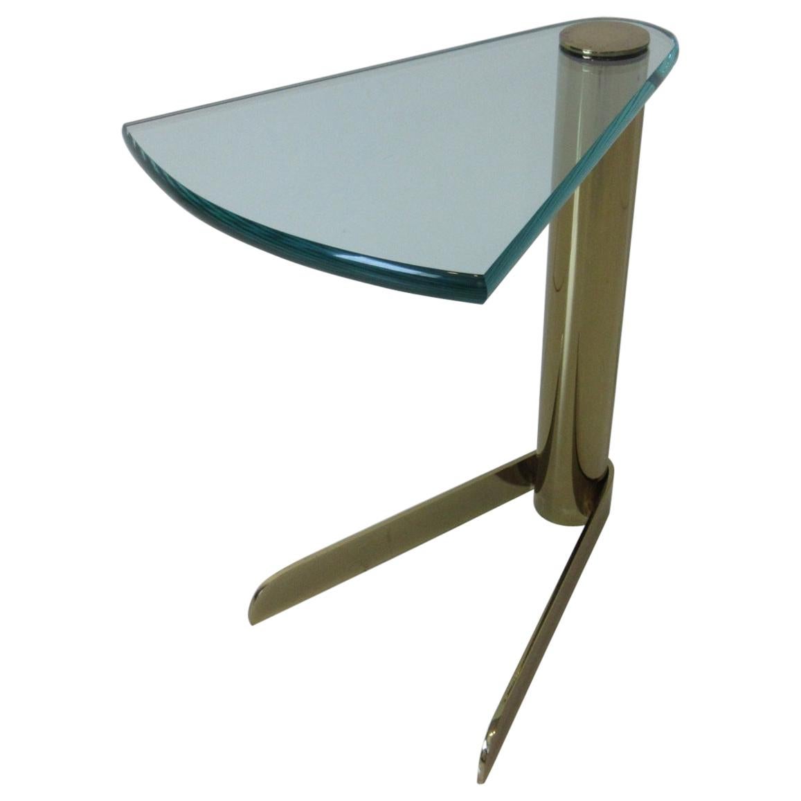 Wedge Brass / Glass Side Table from the Leon Pace Collection