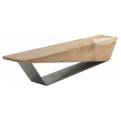 Banco Wedge de madera de cedro y hierro, diseñado por Boyan Grigorov, Made in Italy
