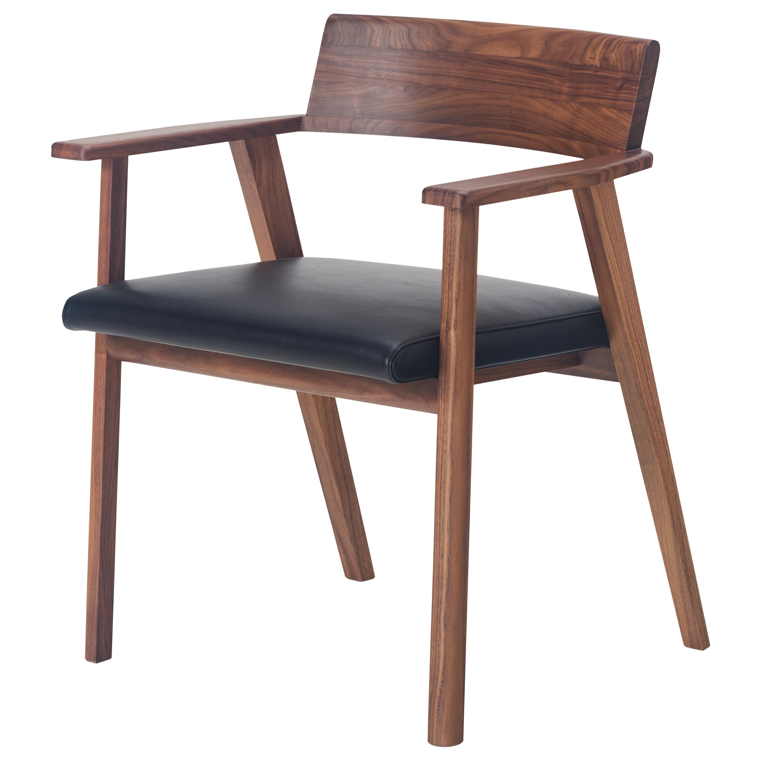 Wedge Chair in Solid Walnut and Leather by Craig Bassam