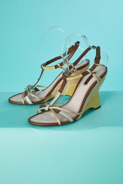 Wedge sandals in leather and rope on the heel Louis Vuitton