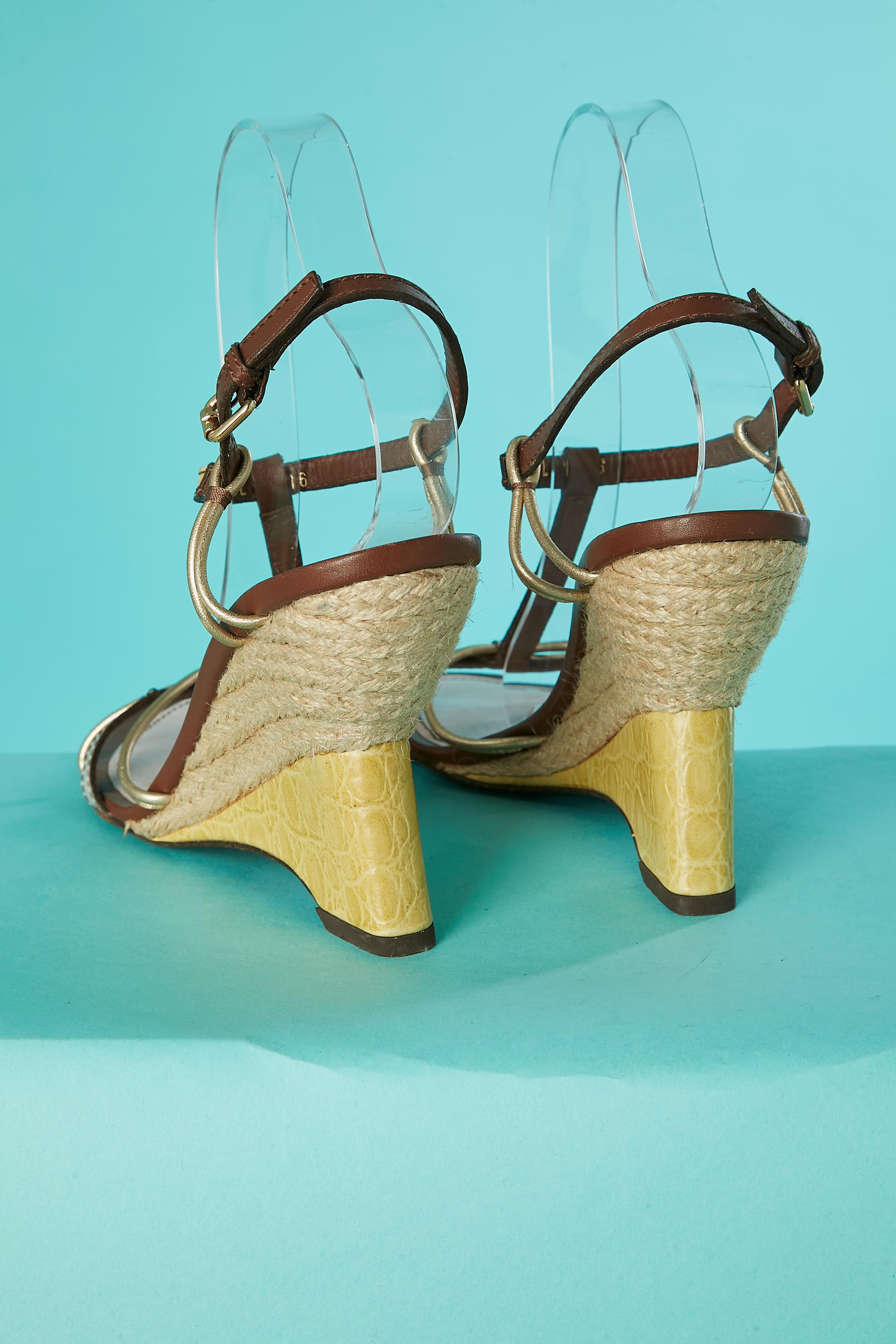 Beige Wedge sandals in leather and rope on the heel Louis Vuitton  For Sale