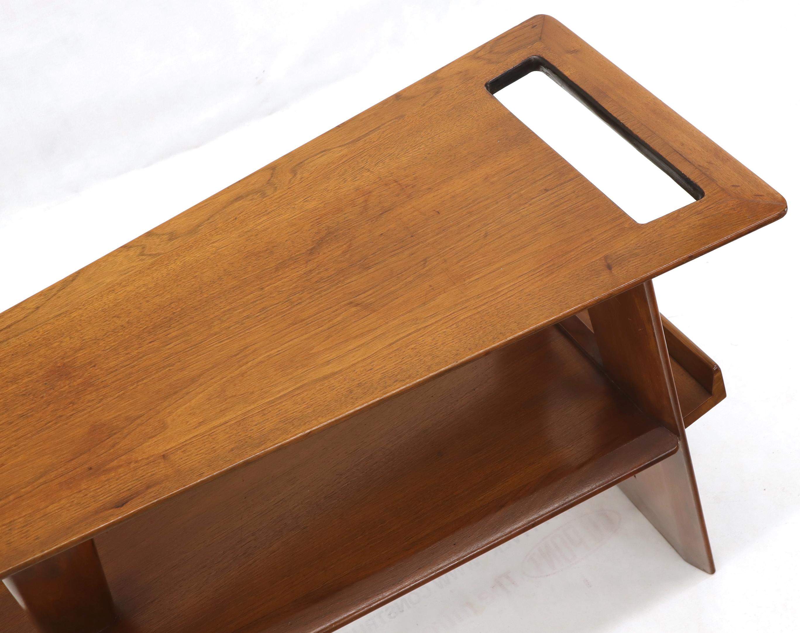20th Century Wedge Shape Magazine Rack Stand End Side Table For Sale