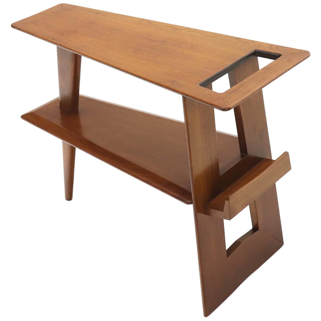 Wedge Shape Magazine Rack Stand End Side Table For Sale at 1stDibs