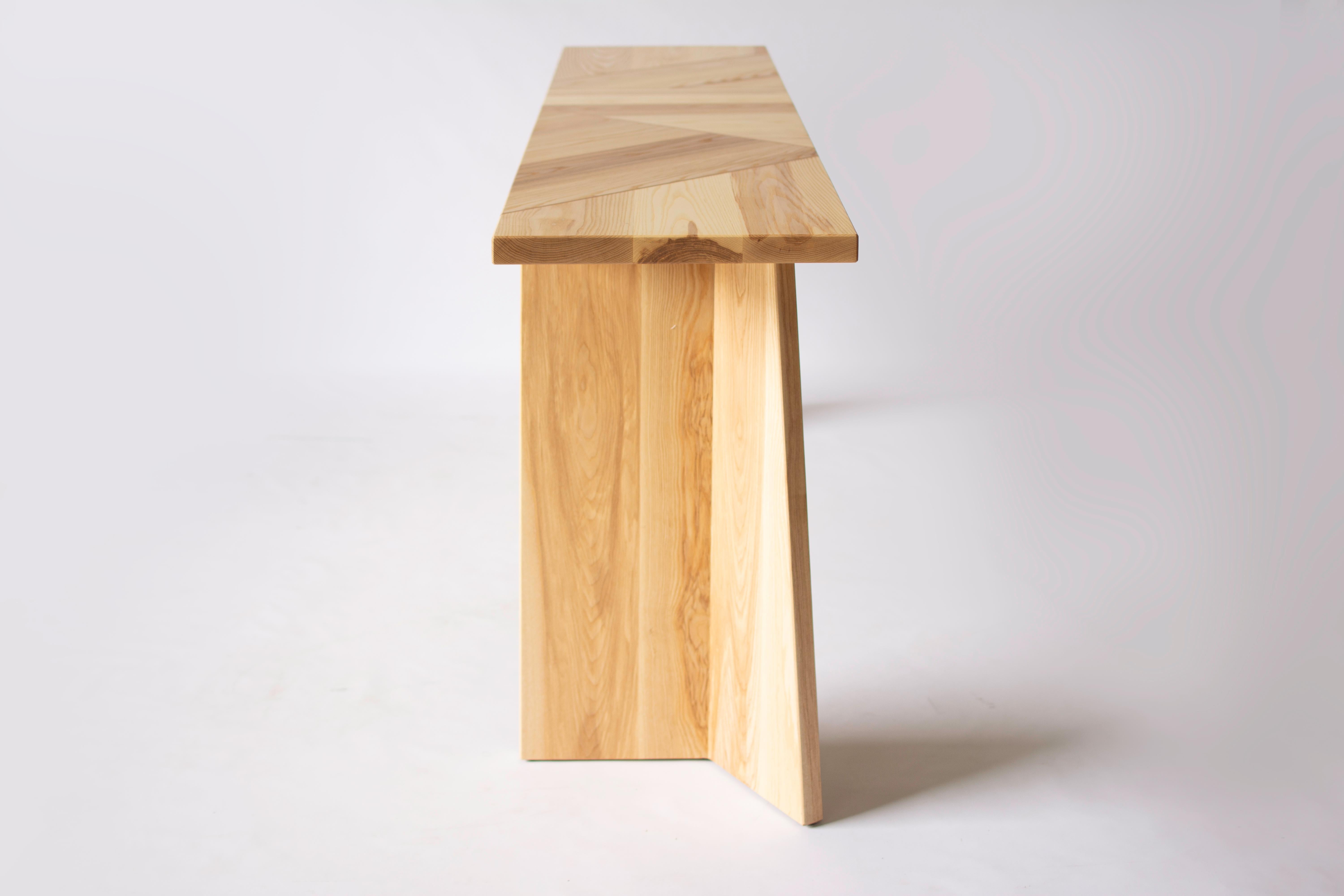 Modern Wedge Table, Island, Bar, Serving or Console in Ash with Hand Forged Hardware For Sale
