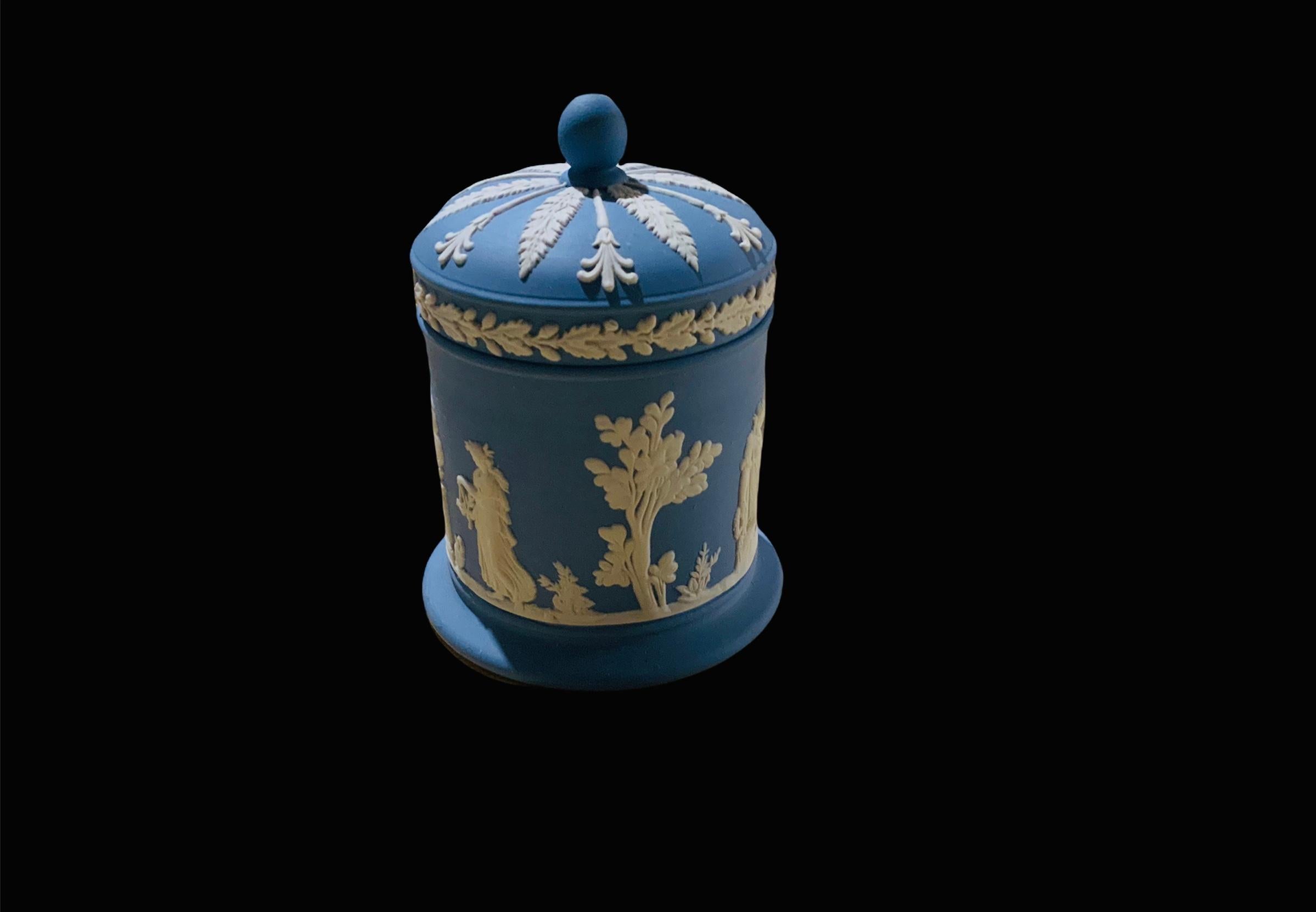 Neoclassical Wedgewood Blue and White Canister/Tobacco Jar