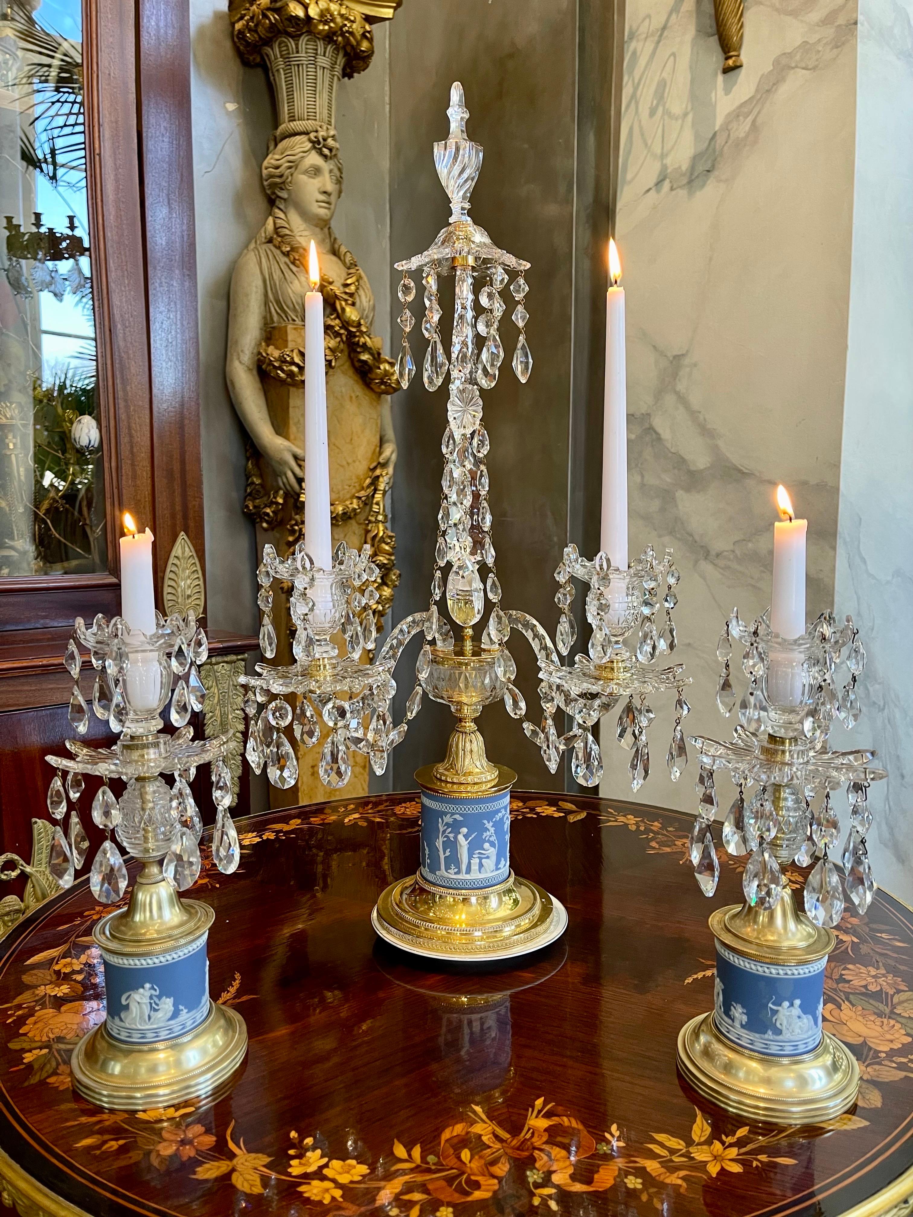 A Set of 3 Wedgewood Candelabra In Excellent Condition For Sale In New Haven, CT