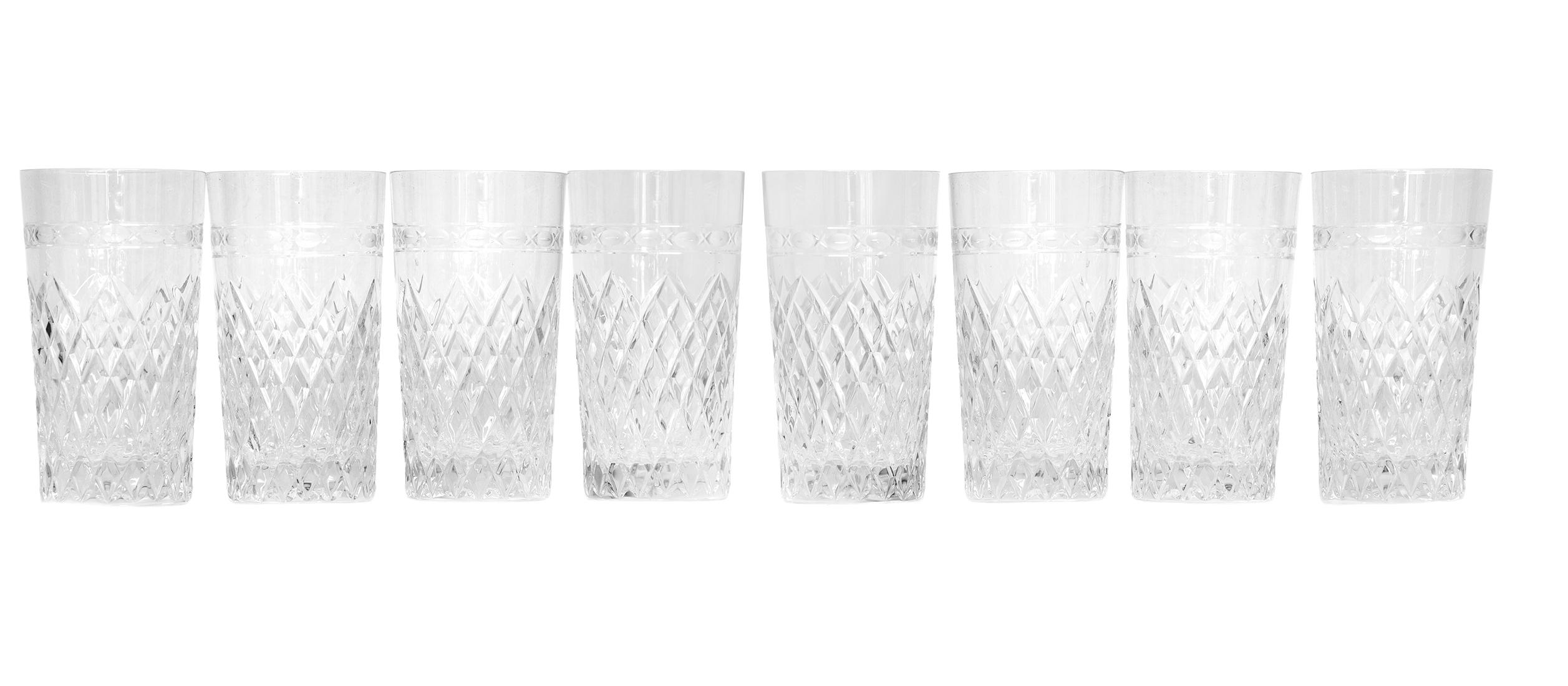 Wedgewood "Cheslyn" Kristall 5oz Becher mit Diamantschliff-Muster; Satz von 8