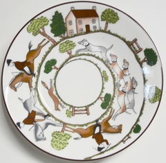Wedgewood Coalport Hunting Scene Set of Three Bread and Butter Bone China Plates