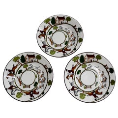 Retro Wedgewood Coalport Hunting Scene Set of Three Bread and Butter Bone China Plates