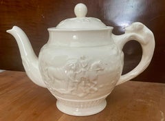 Wedgewood Devonshire Off-White Embossed Neoclassical Hunting Scene Teapot
