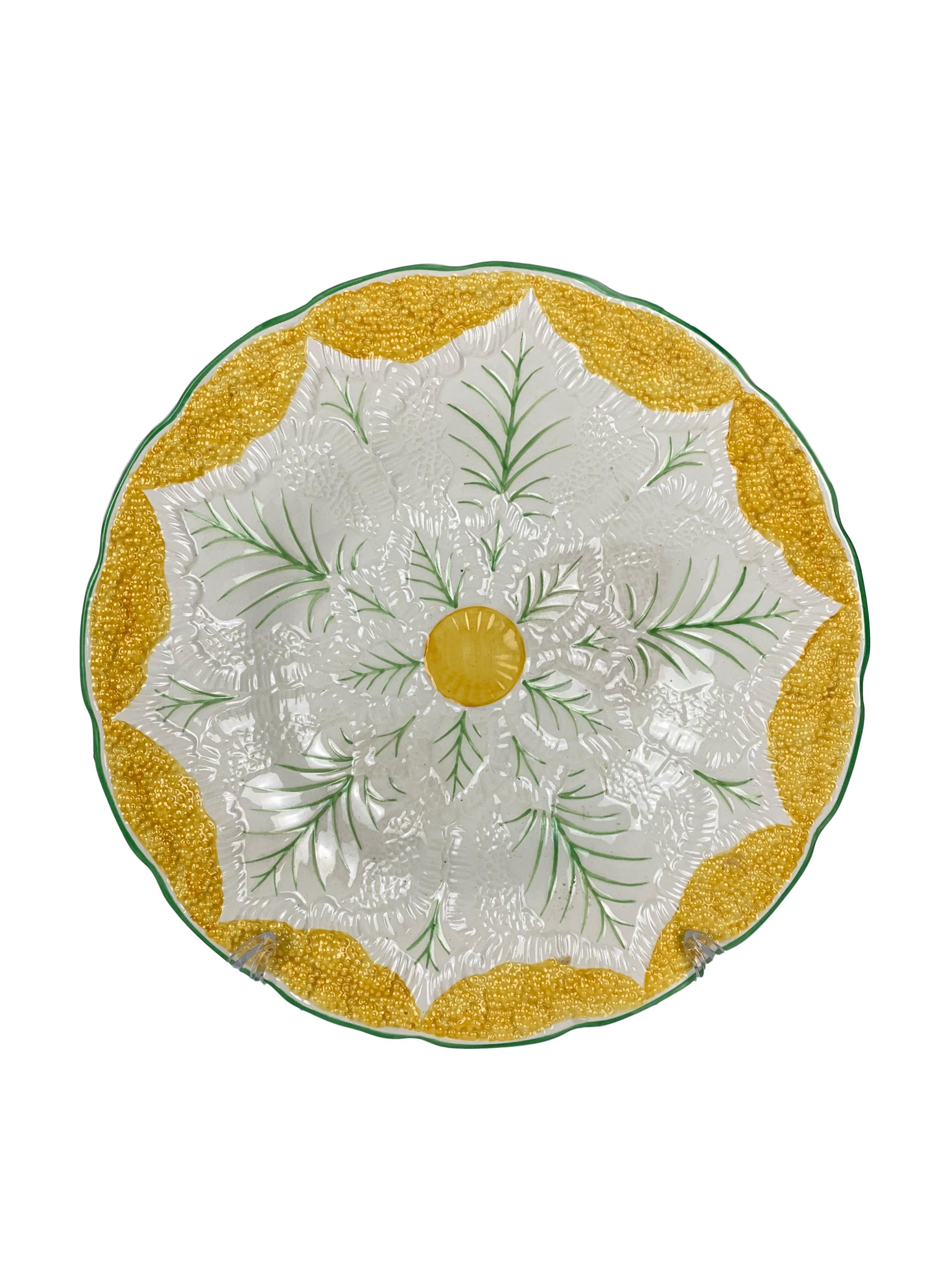 English Wedgewood Majolica 1920s Cauliflower Plates