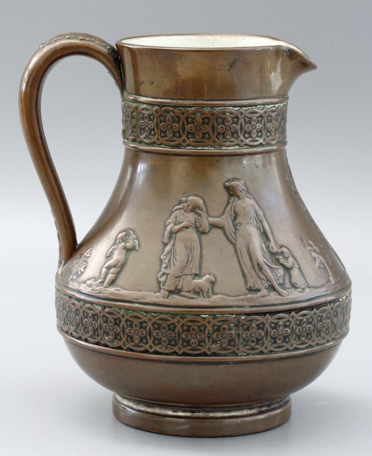 Wedgood Rare Copper Dipped Jasperware Jug with Classical Figures For Sale 3