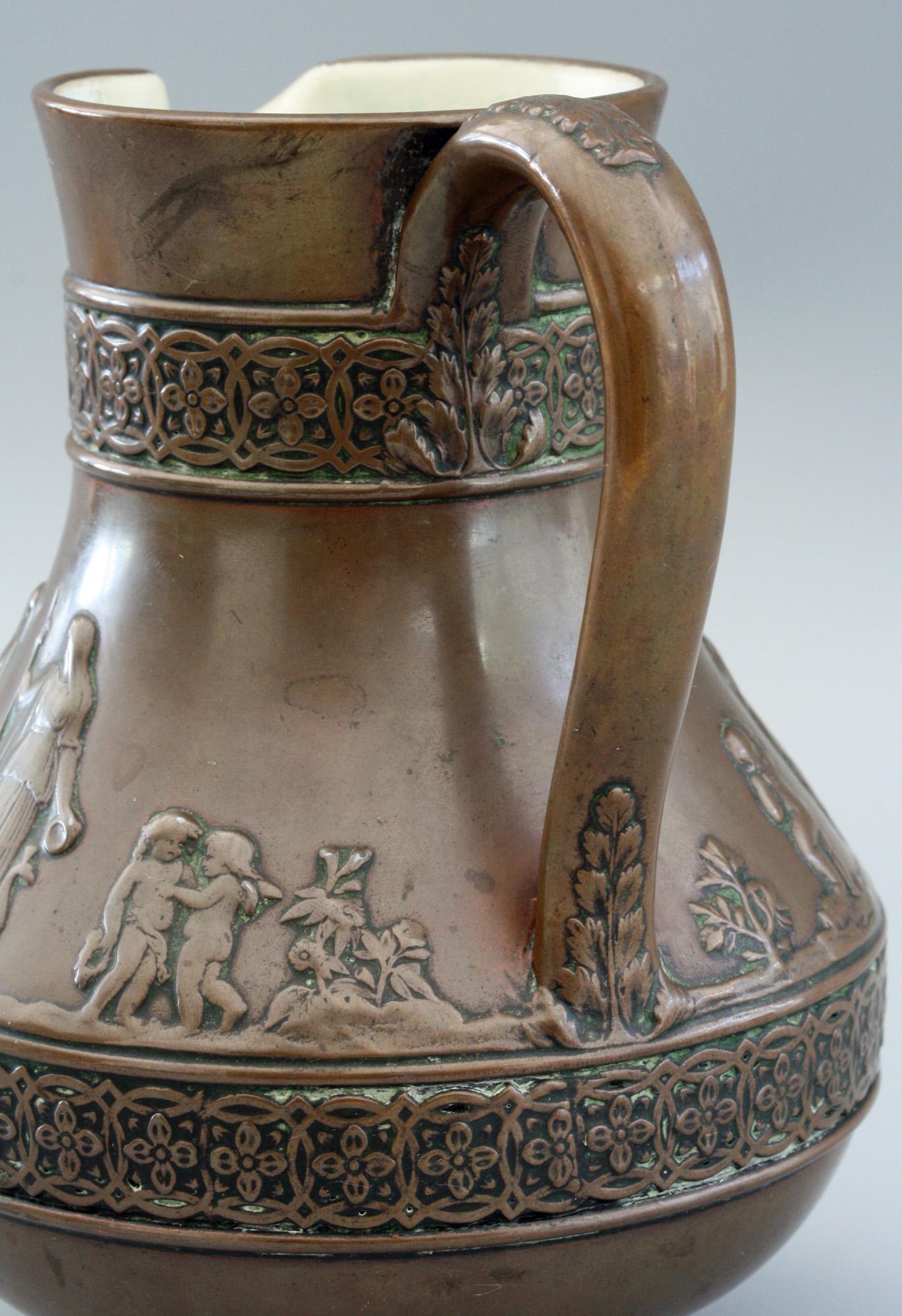 Neoclassical Wedgood Rare Copper Dipped Jasperware Jug with Classical Figures For Sale