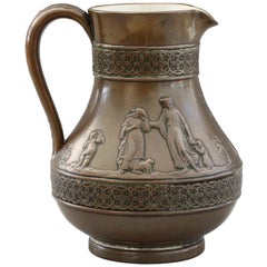 Vintage Wedgood Rare Copper Dipped Jasperware Jug with Classical Figures