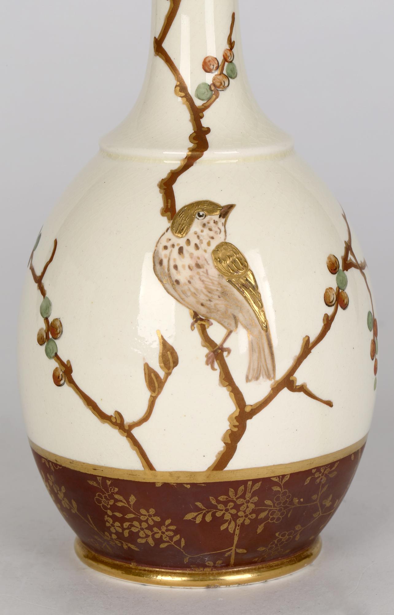 Wedgwood Aesthetic Movement Japonesque Taste Bird Painted Vase 8