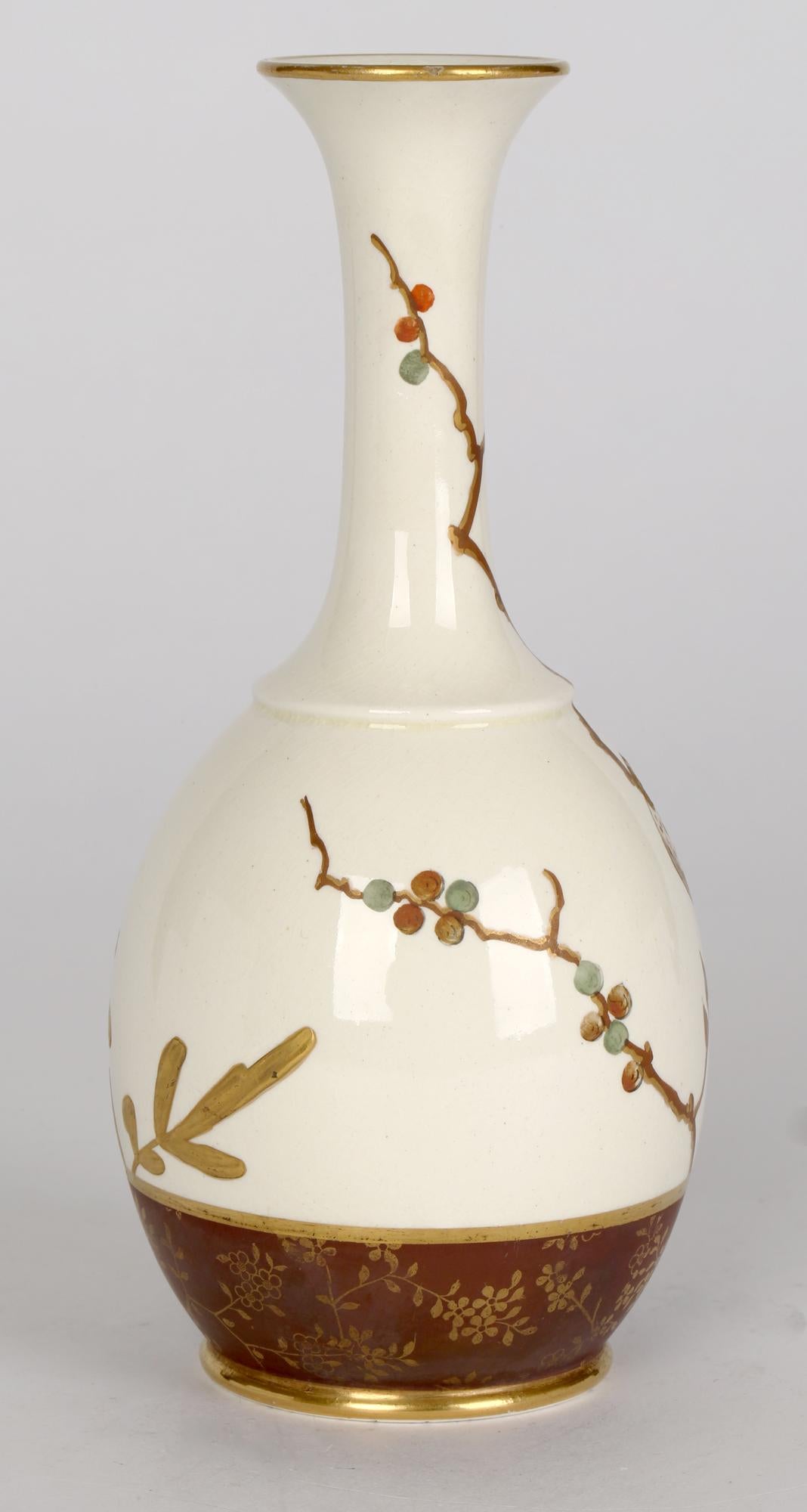 Late 19th Century Wedgwood Aesthetic Movement Japonesque Taste Bird Painted Vase