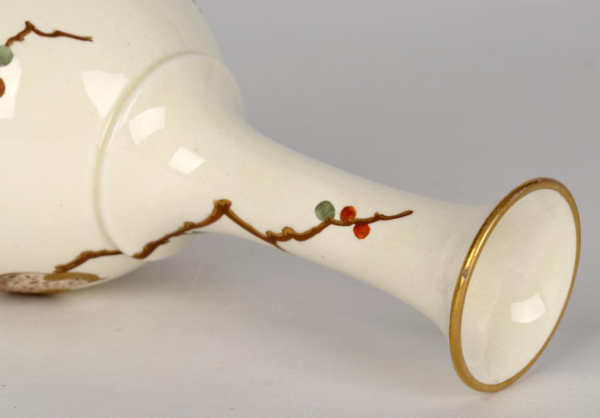 Ceramic Wedgwood Aesthetic Movement Japonesque Taste Bird Painted Vase