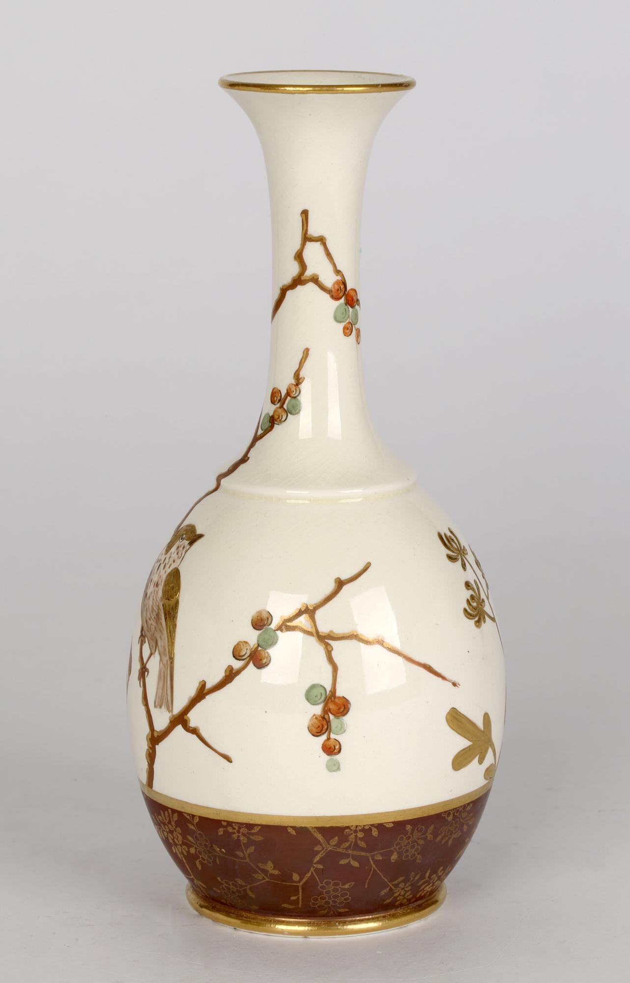 Wedgwood Aesthetic Movement Japonesque Taste Bird Painted Vase 1