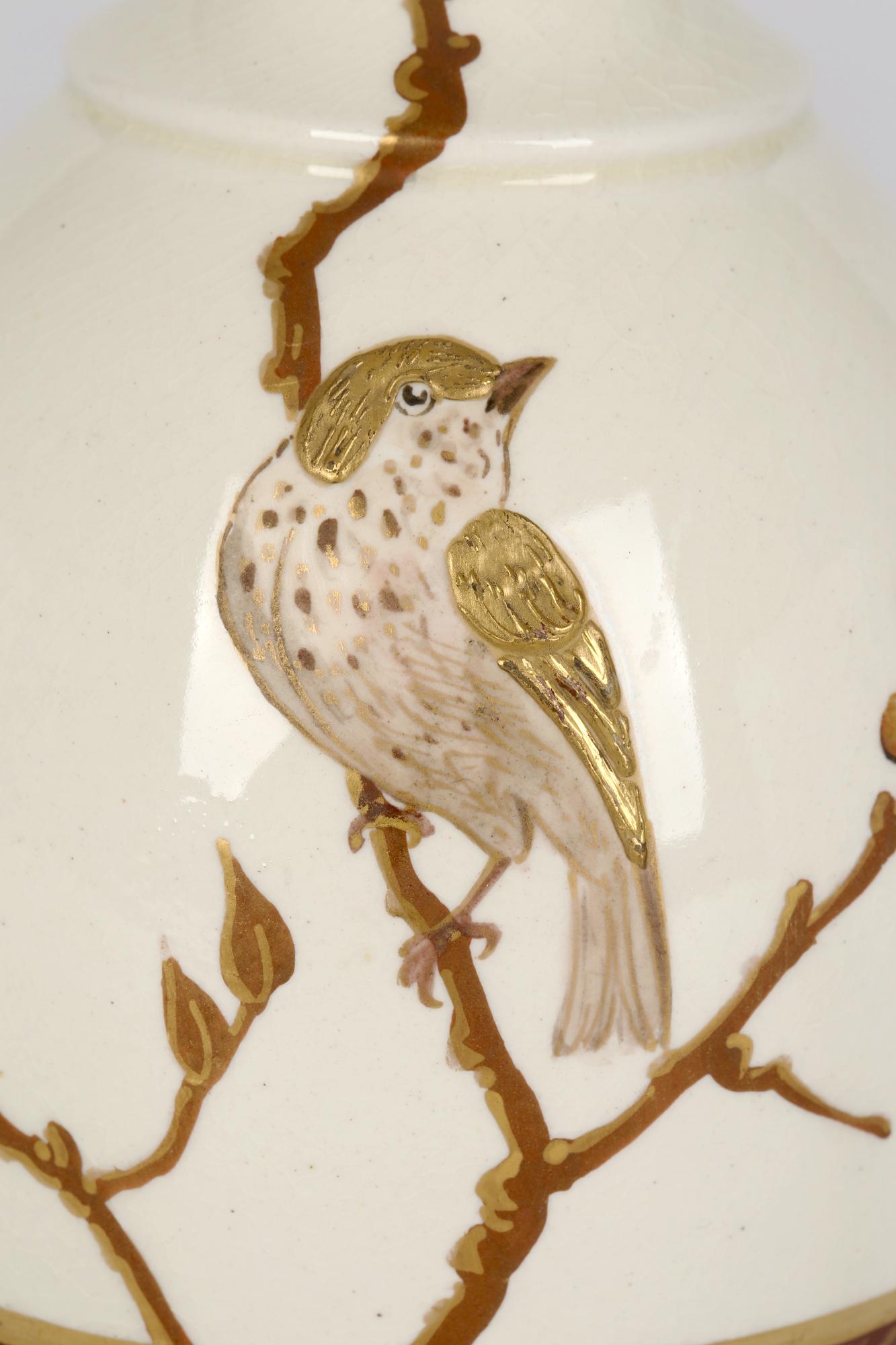 Wedgwood Aesthetic Movement Japonesque Taste Bird Painted Vase 2