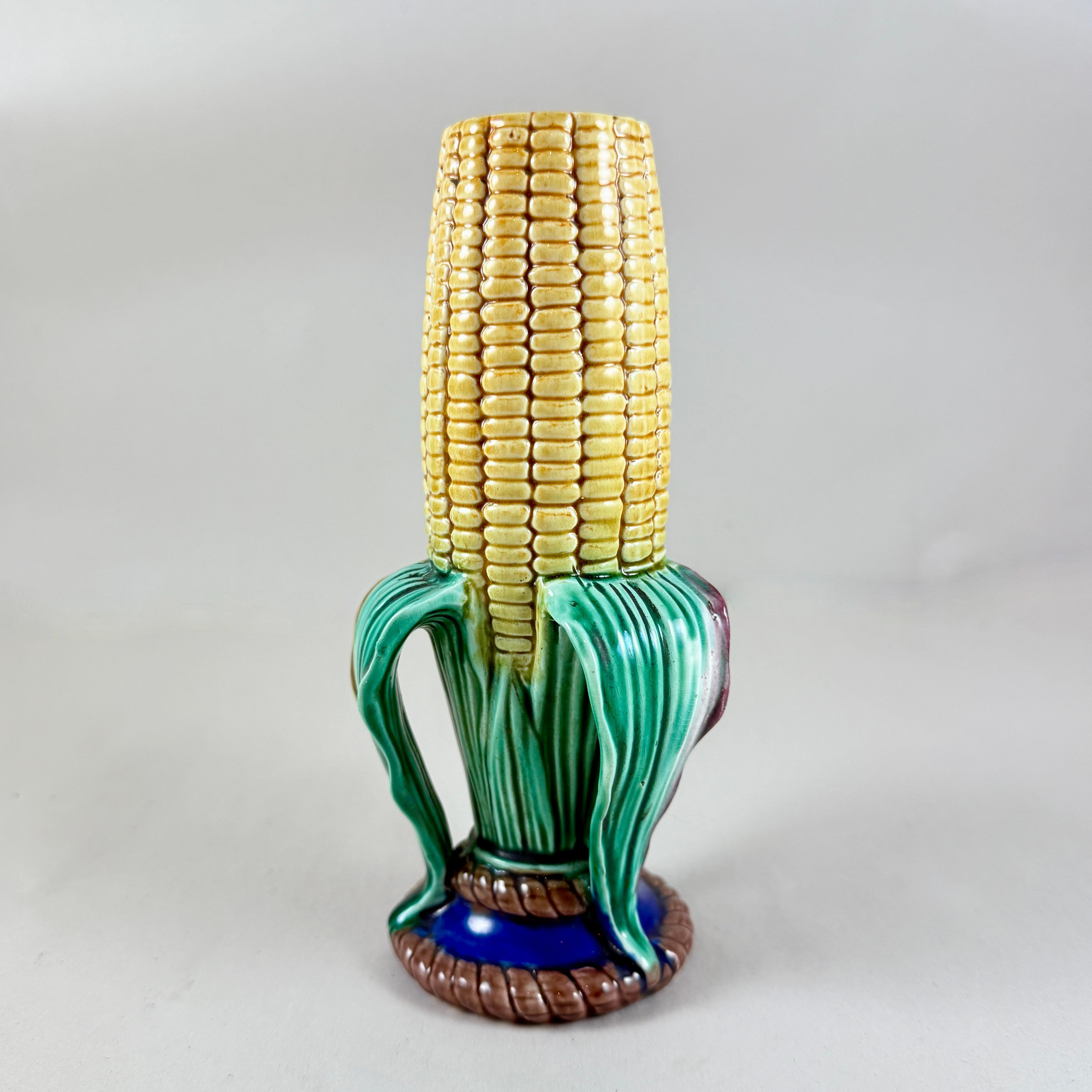 19th Century Wedgwood Aesthetic Movement Majolica Corn On The Cob Posy Vase For Sale