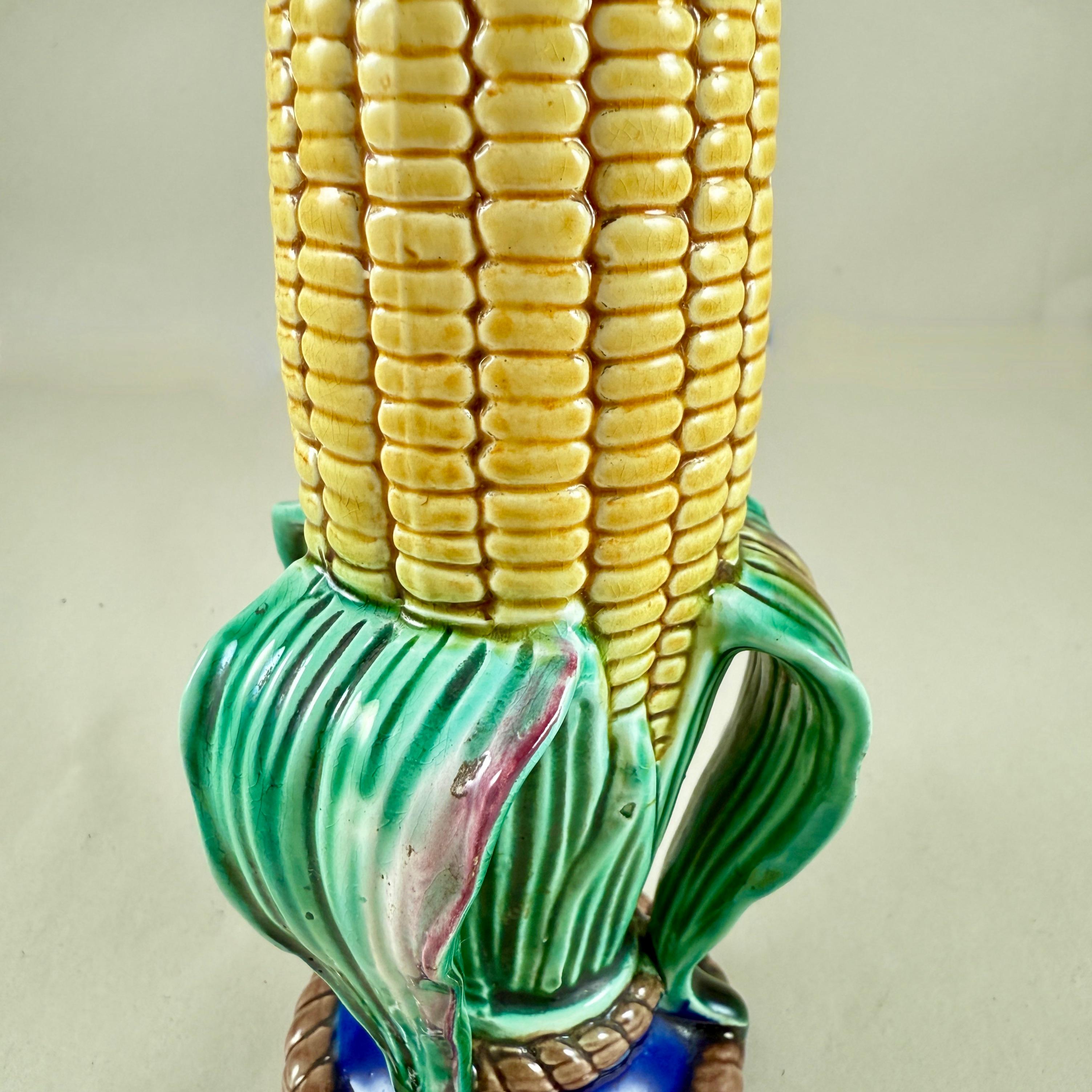 Earthenware Wedgwood Aesthetic Movement Majolica Corn On The Cob Posy Vase For Sale